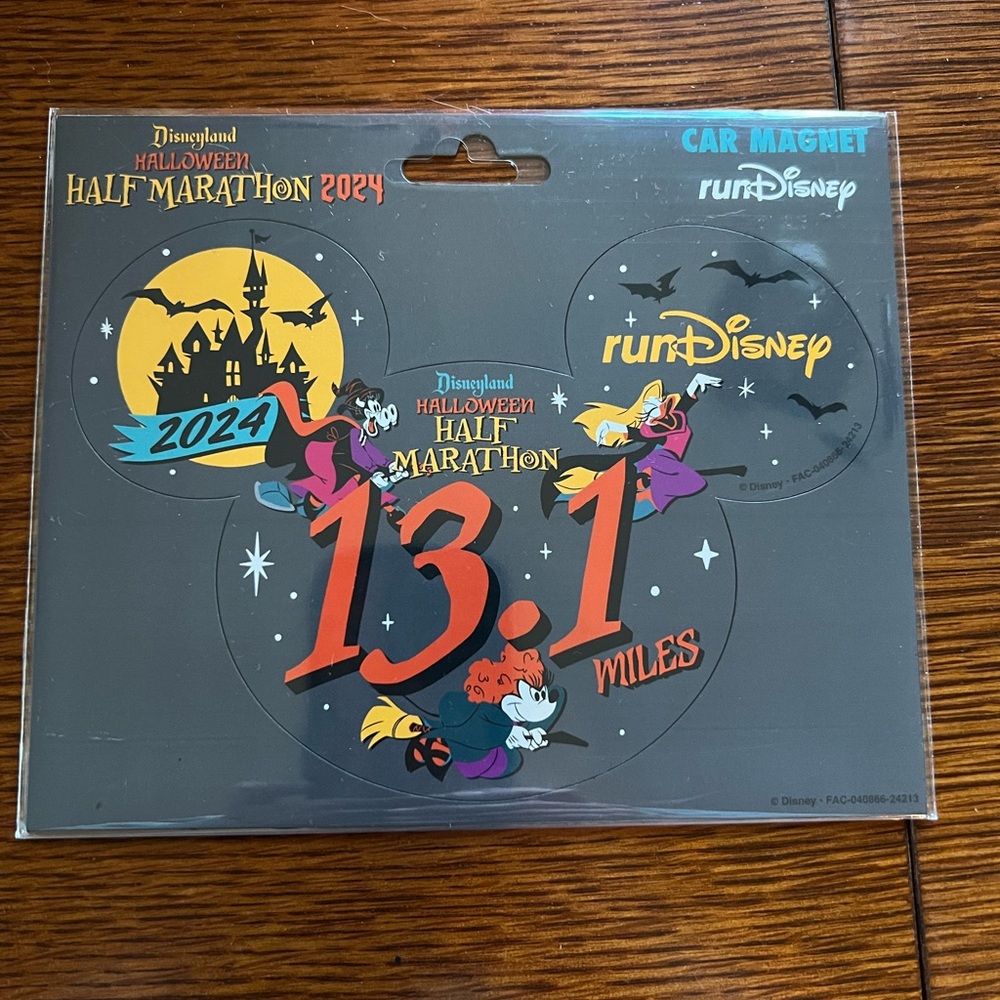 Disneyland Halloween Half Marathon 2024 Car Magnet - Black, Orange, Yellow